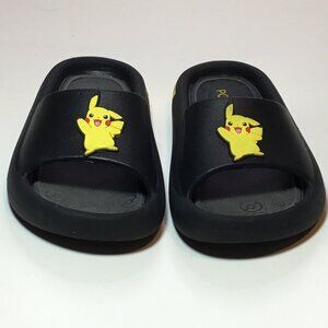 Boy's Size 2 Sandals Pikachu Pokemon Yellow Black Slides Pokémon Summer